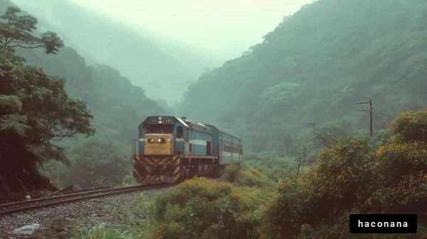 霧の中を進む列車