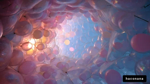 カラフルな風船のトンネル