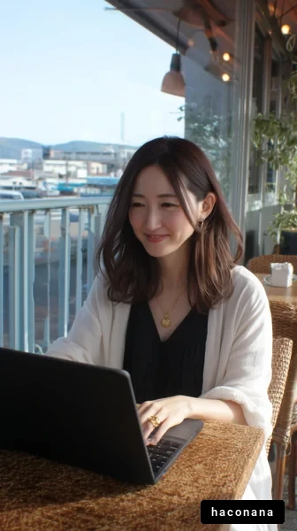 カフェでのリモートワーク