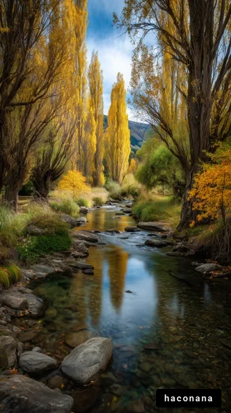 秋の穏やかな川風景