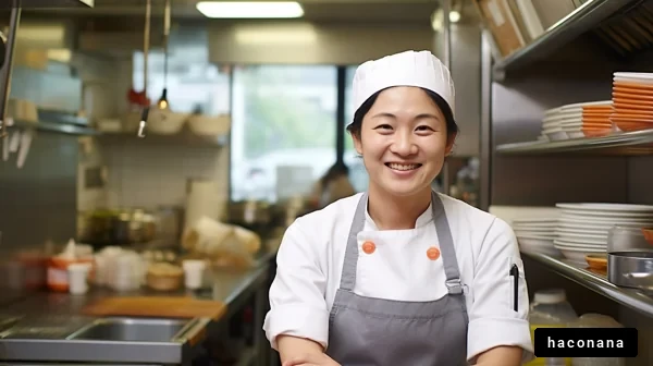 キッチンで笑顔のシェフ