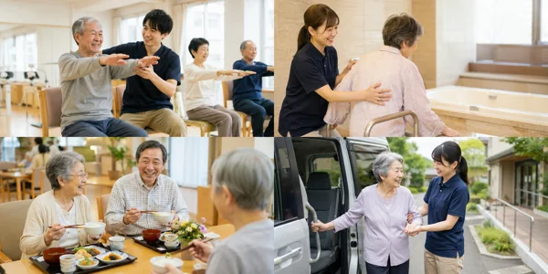 介護施設での高齢者ケアシーン
