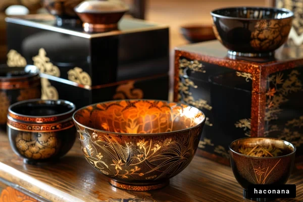美しい漆器のアクセント