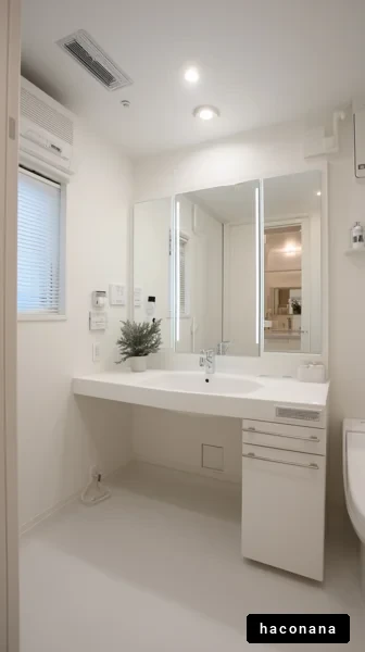 シンプルで明るい洗面所