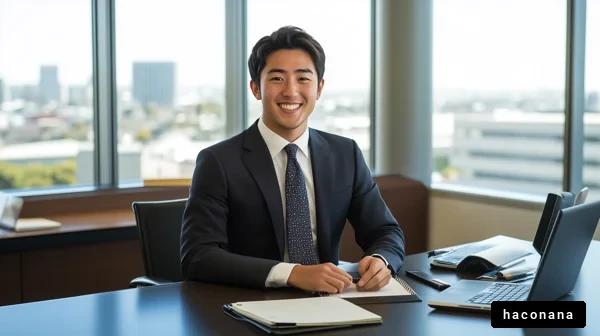 ビジネスシーンの笑顔男性