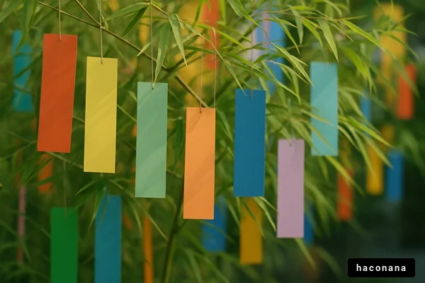 カラフルな短冊の飾り