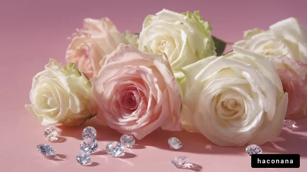 色とりどりのバラと宝石