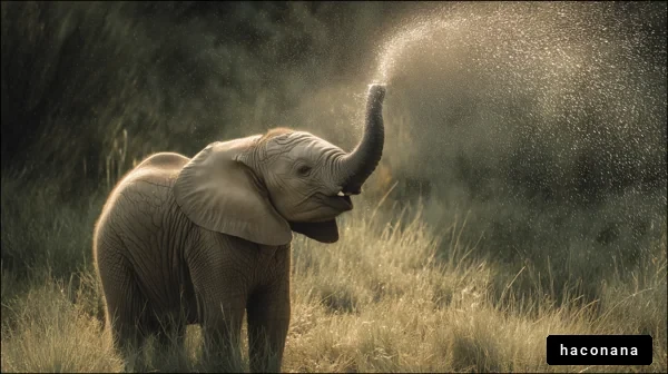 水を浴びる幼い象