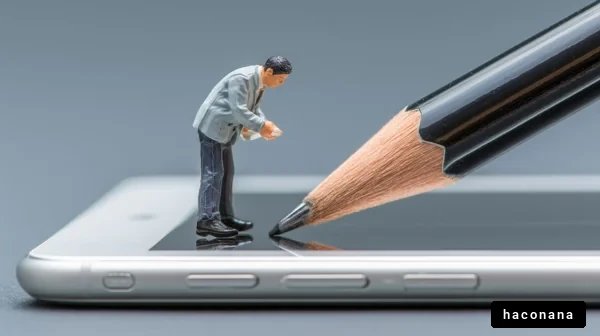 スマートフォンと鉛筆の並び