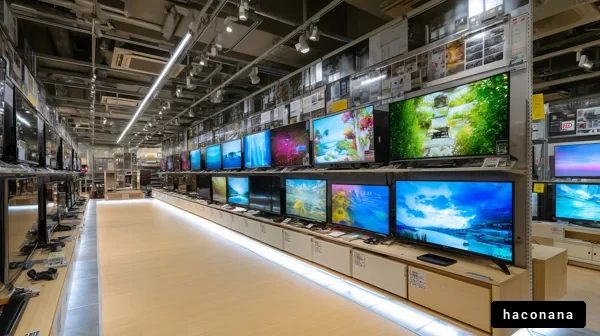テレビが並ぶ家電店