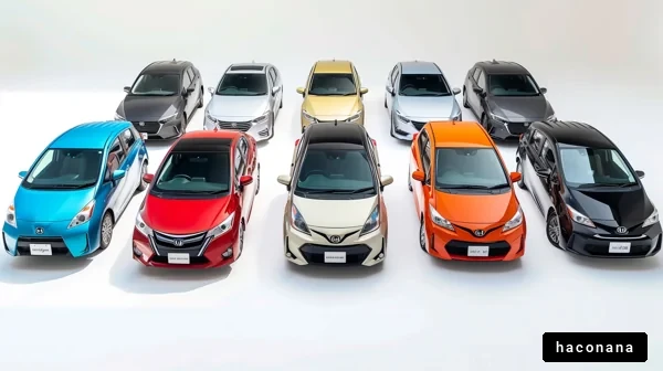 カラフルな車の展示