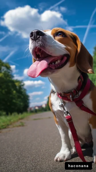 楽しそうなビーグル犬