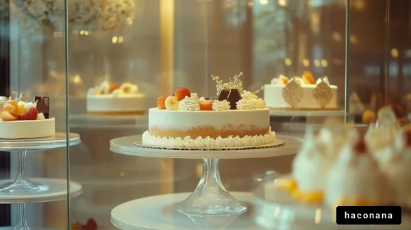 美しいケーキのショーケース