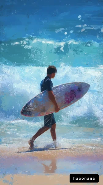 サーフィンを楽しむ少年