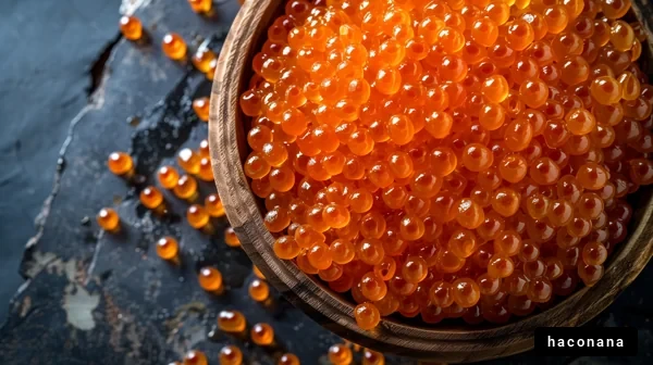 美しい鮭の卵の盛り付け