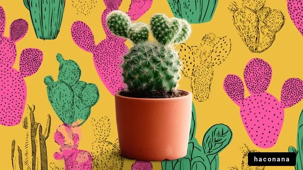 カラフルなサボテンのアート