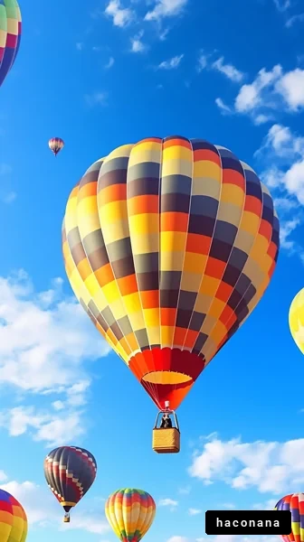 鮮やかな熱気球の空中散歩