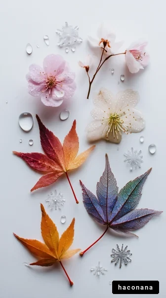 美しい花と紅葉のデザイン