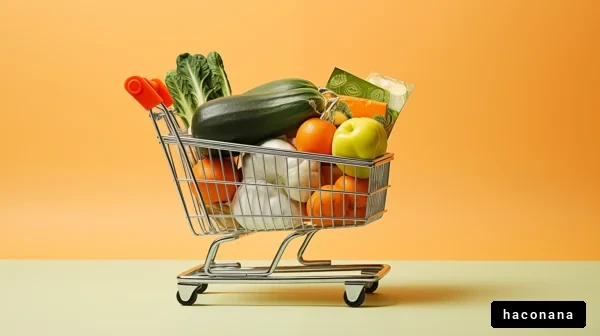 カラフルな食材を買い物カゴに