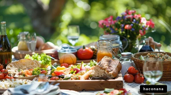 美しい野外の食事風景