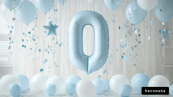 青い風船と星の飾り