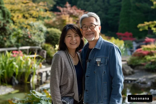 穏やかな庭園での笑顔