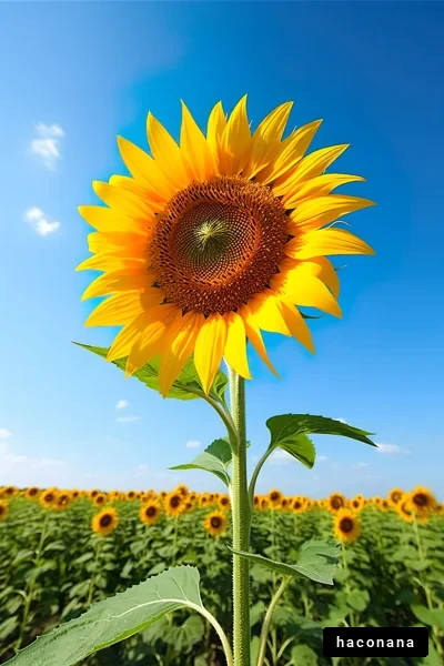 青空の下のひまわり