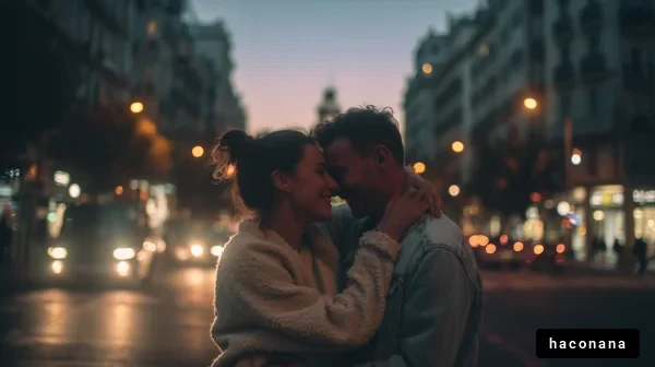 街中でのロマンチックな瞬間