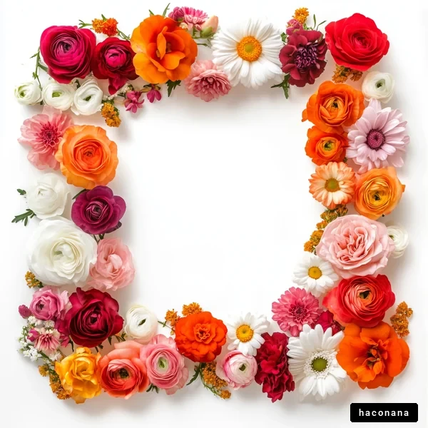 カラフルな花のフレーム