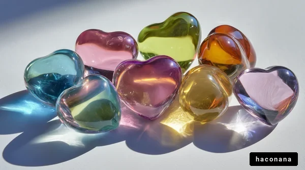 カラフルなハートのオブジェ