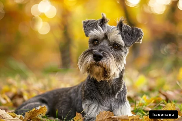 秋の葉の上の犬