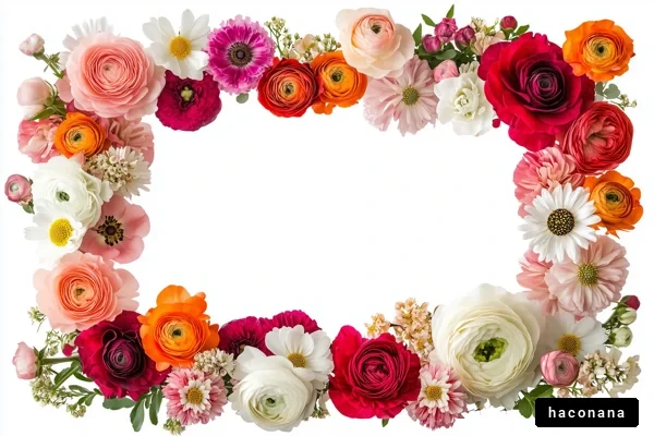 カラフルな花のフレーム