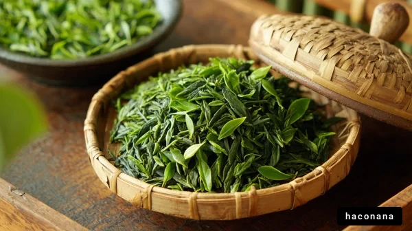 新鮮な緑茶の葉