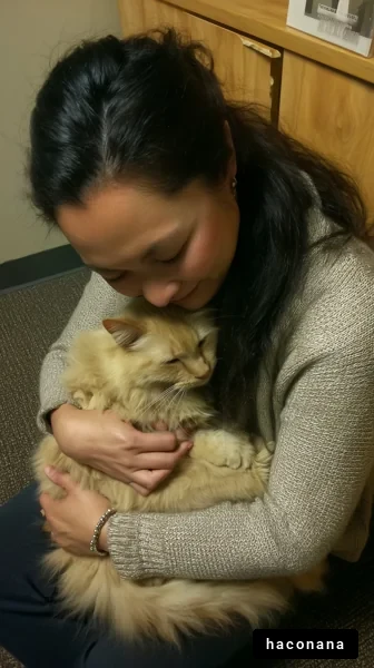 猫を抱きしめる女性