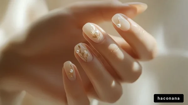 美しいネイルアートの手元