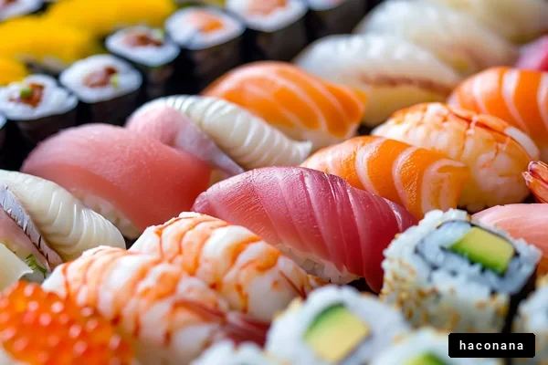 色とりどりの寿司盛り合わせ