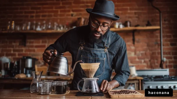 カフェでのコーヒー抽出