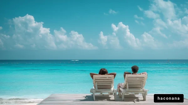 ビーチでくつろぐ二人