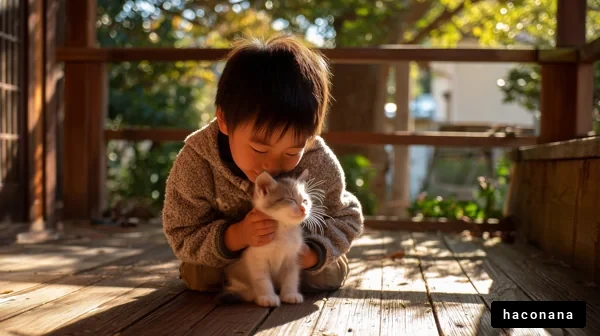 子供と猫のふれあい