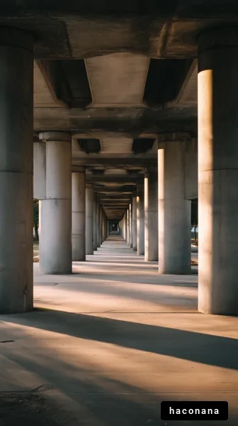 柱のある構造物の下