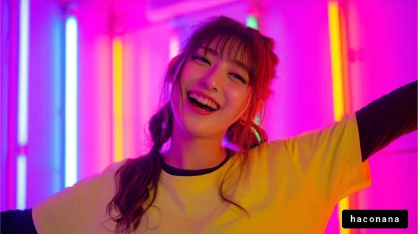 カラフルな笑顔の女性