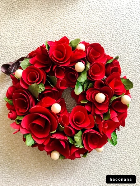 赤い花のリース