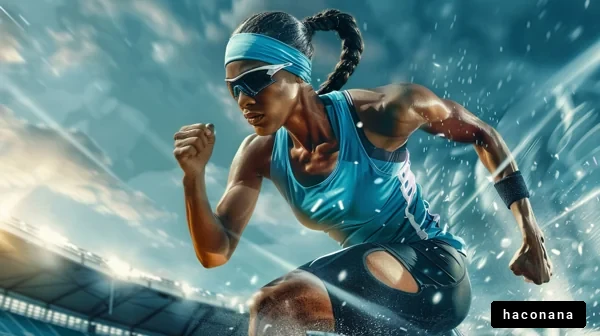 全力で走る女性アスリート