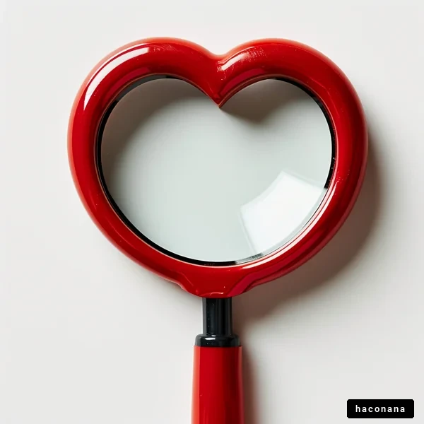 赤いハート型の虫眼鏡