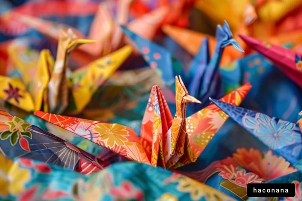 色とりどりの折り鶴