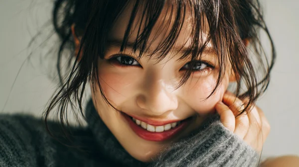 笑顔の若い女性ポートレート