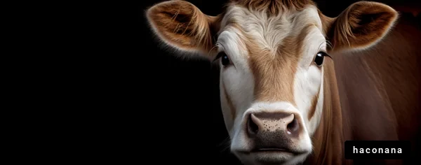 黒背景の牛の顔