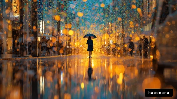 雨の中の街並みの光景