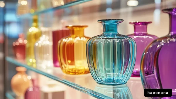 カラフルな花瓶のディスプレイ