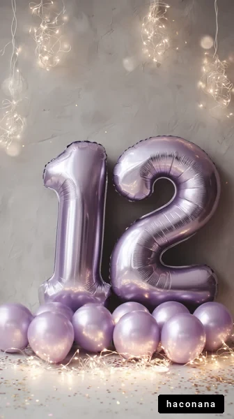 紫色の風船と数字